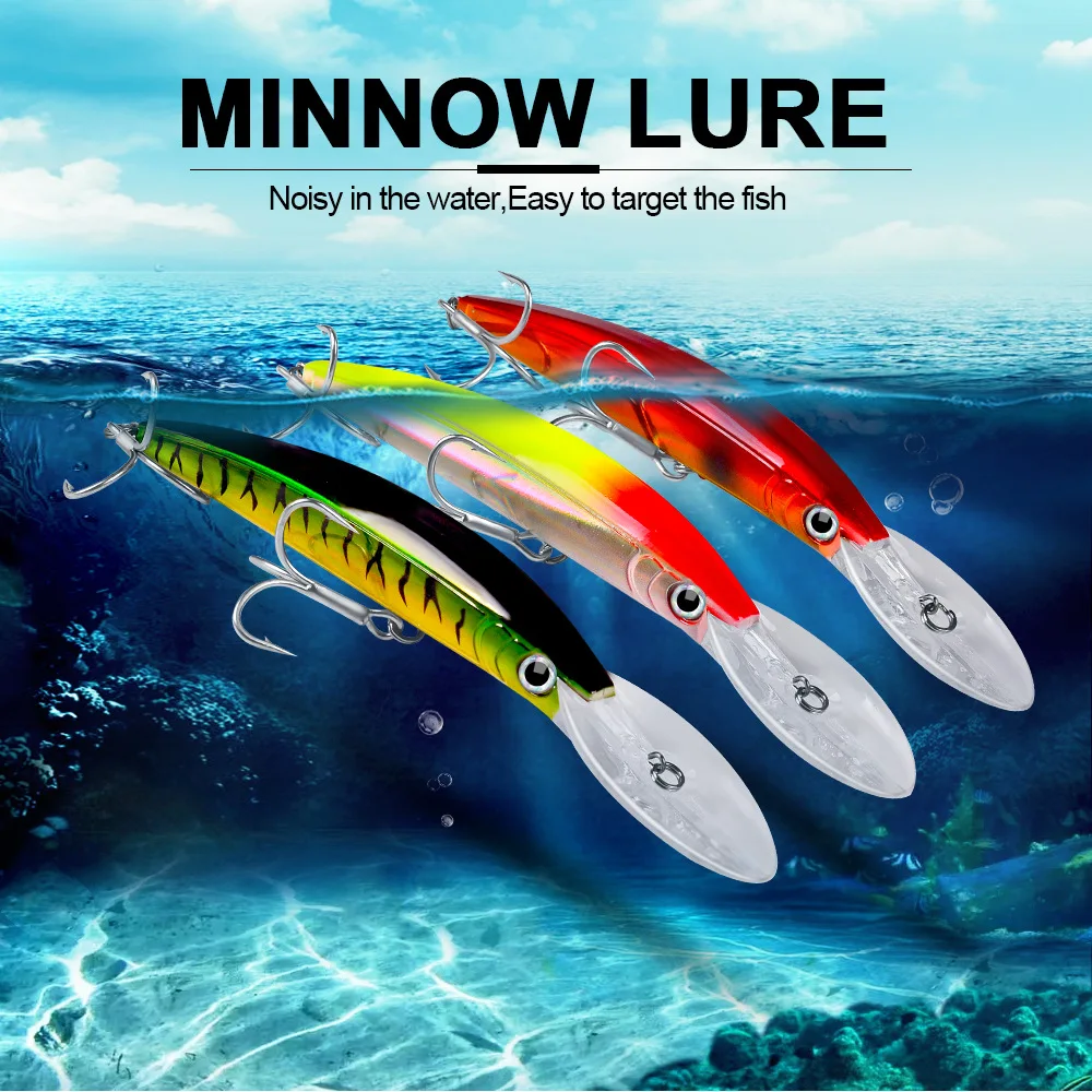 1Pcs 17cm 27g Minnow Köder Wobbler Angeln Locken Tieftauchen Künstliche Harten Köder Trolling Boot Meer Angeln bass Hecht Köder – Detail 1
