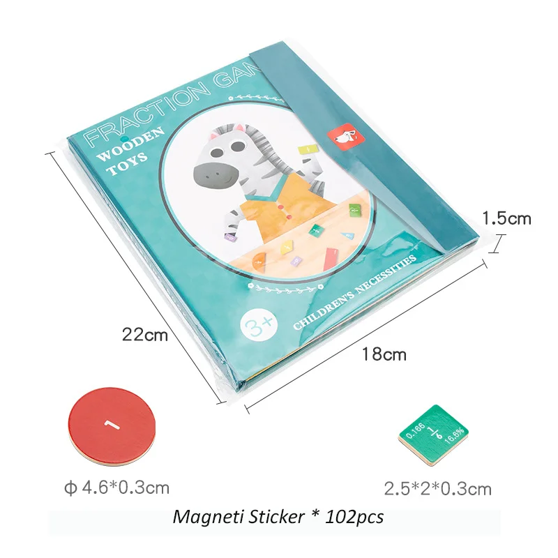 Wooden Magnetic Fraction Learning Math Toys Children Arithmetic Learning Educational Toys Fraction Book Set Parish Teaching Aids 6