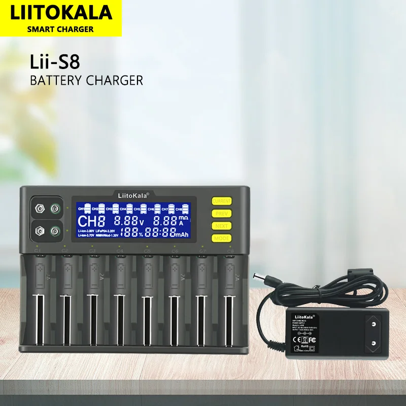 Liitokala-バッテリー充電器,Lii-S8, Lii-S12, 18650 V,3.7V