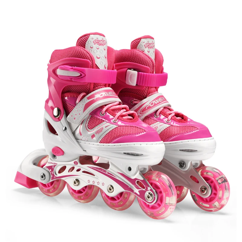 Deportes al aire libre ajustables para niños, patines de una sola fila con  Flash completo, conjunto de patinaje de cuatro ruedas| | - AliExpress
