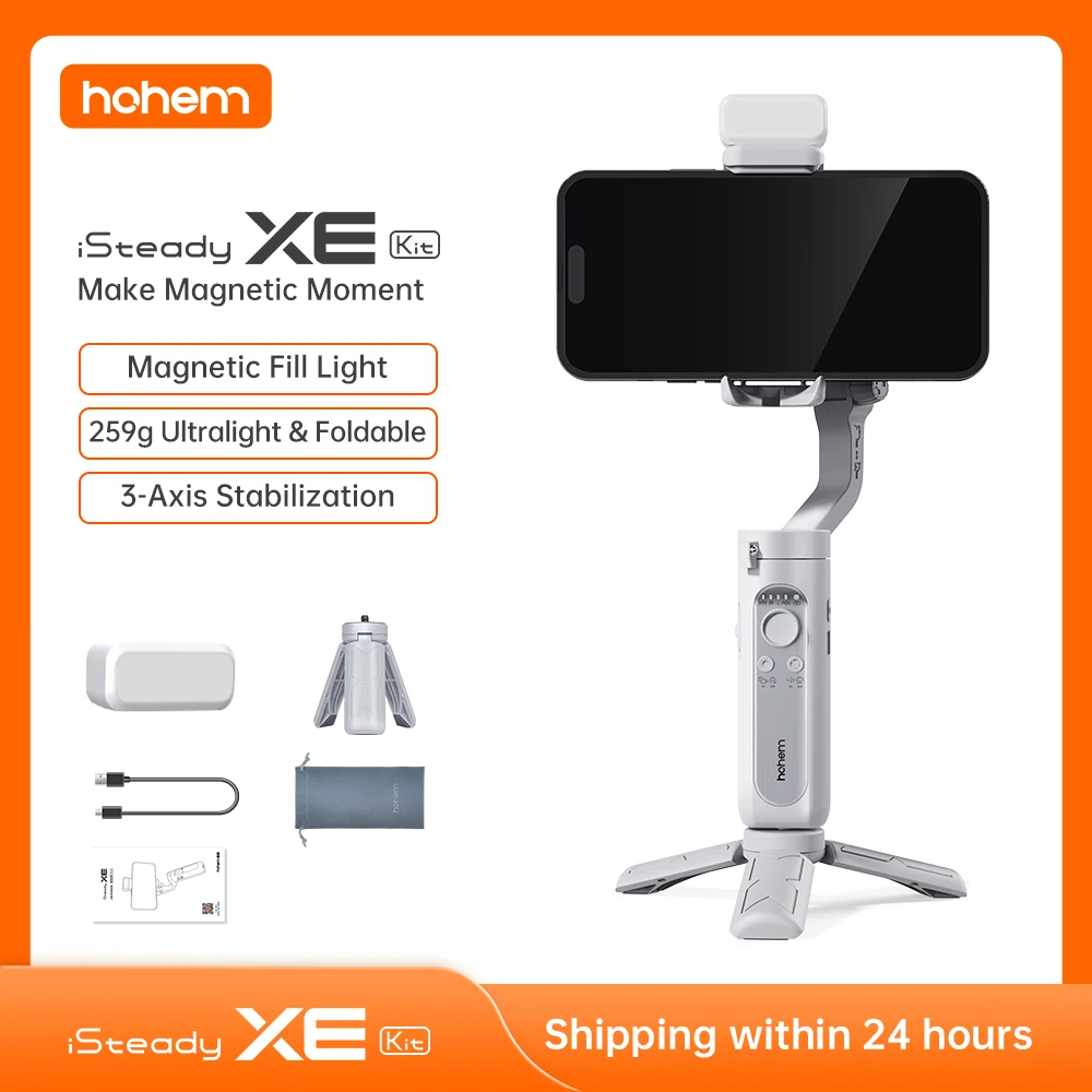 

Hohem ISteady XE Kit Smartphone Gimbal 3-Axis Handheld Stabilizer Phone Selfie Stick Tripod With Magnetic Fill Light Video Shoot