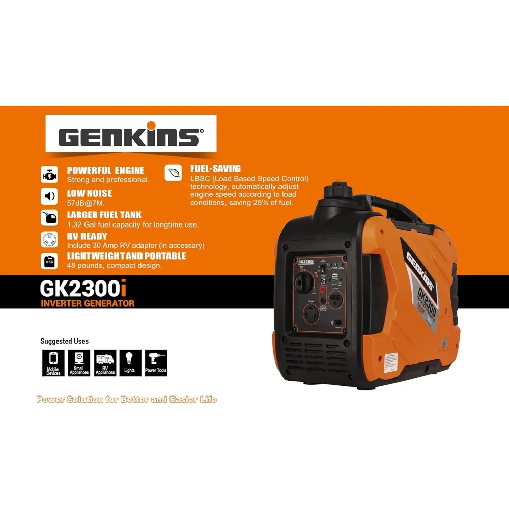 2300 Watt Portable Inverter Generator Ultra Quiet Gas Powered RV Ready CARB EPA Complied Ship to 50 States & Puerto Rico
