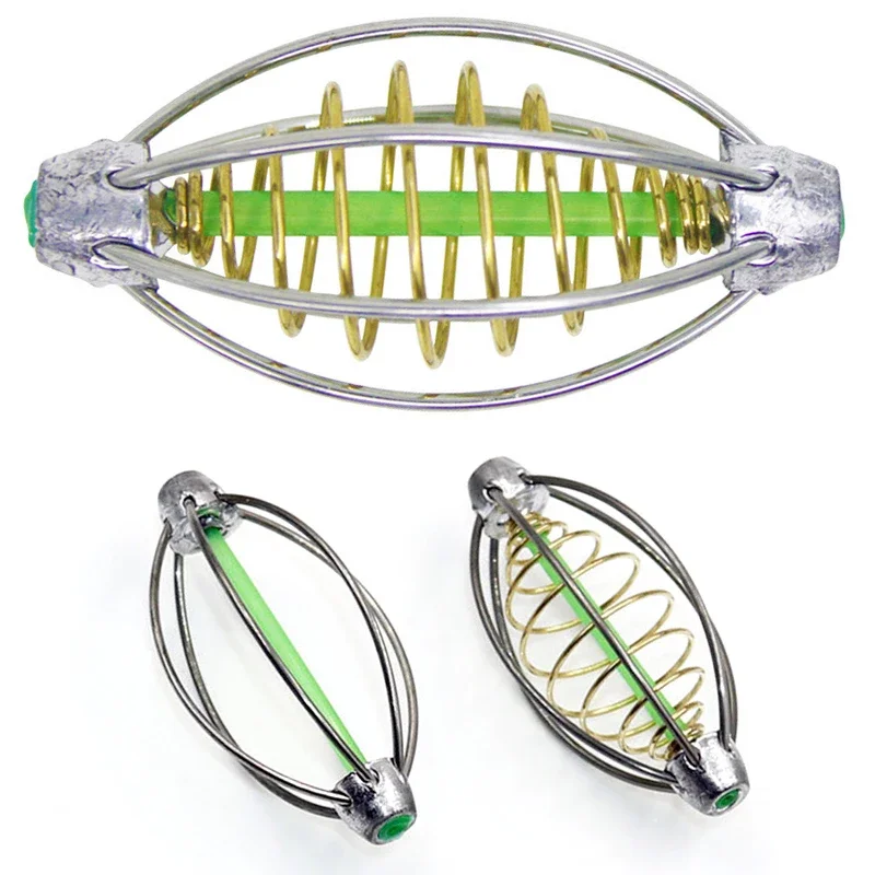 

3/5pcs Carp Fishing Spring Feeder Stainless Steel Fishing Bait Cage for Carp Fishing With Lead Inline Method Feeder 4 Sizes