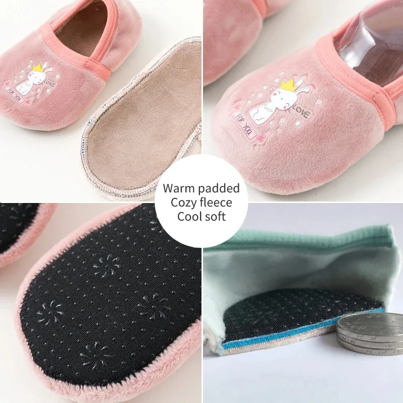 Plus Velvet Thickening Baby Girls Boys Cute Cartoon Non-slip Toddler Floor Socks Animal Pattern First Walker Shoes For Newborns