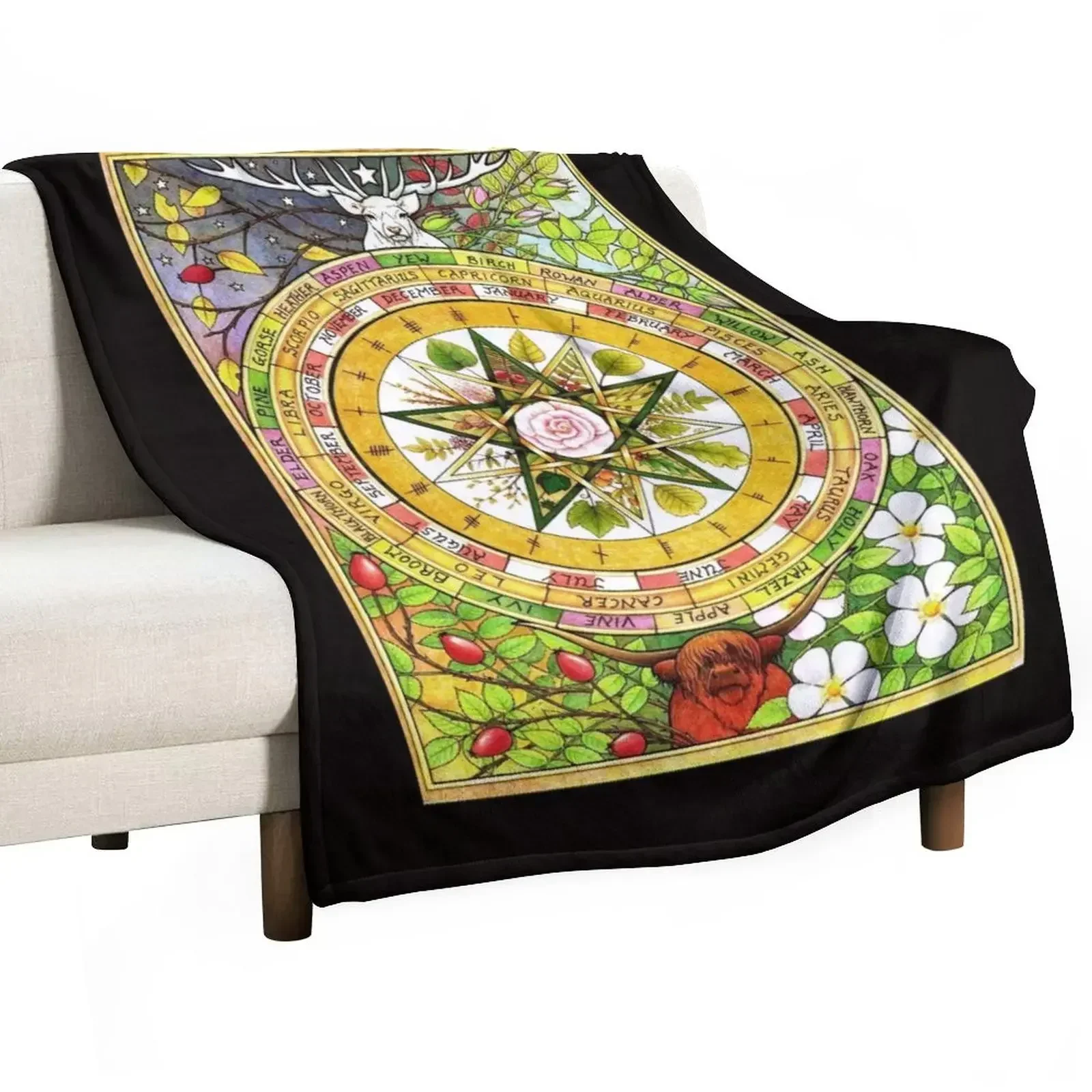 

The Ogham Grove (full colour) Throw Blanket halloween Flannel Fabric Blankets
