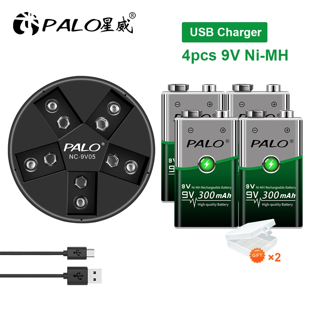 Palo 9 V 6 F22 Batteria Ni-Mh Ricaricabile 9 Volt Batteria Per Multimetro Microfono Chitarra Metal Detector Allarme Fumo