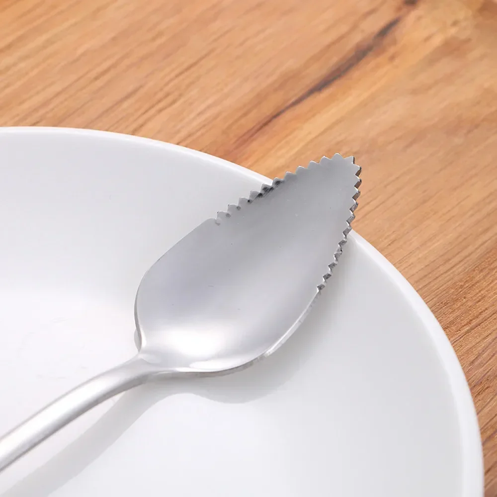 Stainless Steel Spoon 2PC Home Thick Stainless Steel Grapefruit Spoon Ice Cream Dessert Spoon Serrated Edge Fruit Coffee Stirring Spoons Tea Spoons