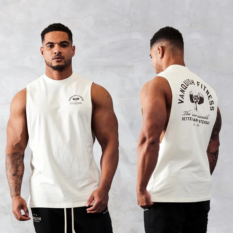 Men's Vest Summer New Sports Fitness Pure Cotton Round Neck