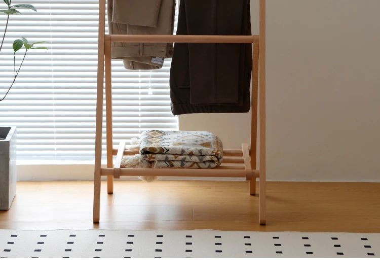 Japanese Style Solid Wood Clothes Hanger Creative Bedroom Bedside Pants Rack Attractive Clothes Storage Folding Stand Hat Shelf
