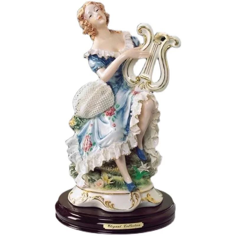 

Lace Porcelain Puppet Harp Girl
