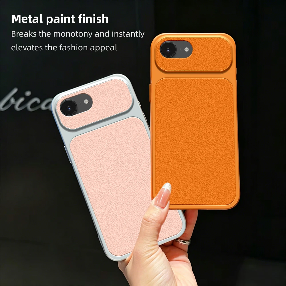 Luxury Leather Matte Back Cover with Lens Protection