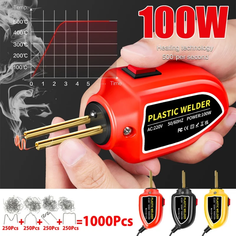 

100W Portable Mini Hot Staplers Plastic Welding Machine Bumper Kit Staples Handheld Car Tool Auto Dents Repair