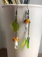  Mushroom leaf fairycore earrings cottagecore fairy grunge earrings mushroomcore dangle earrings gifts her 