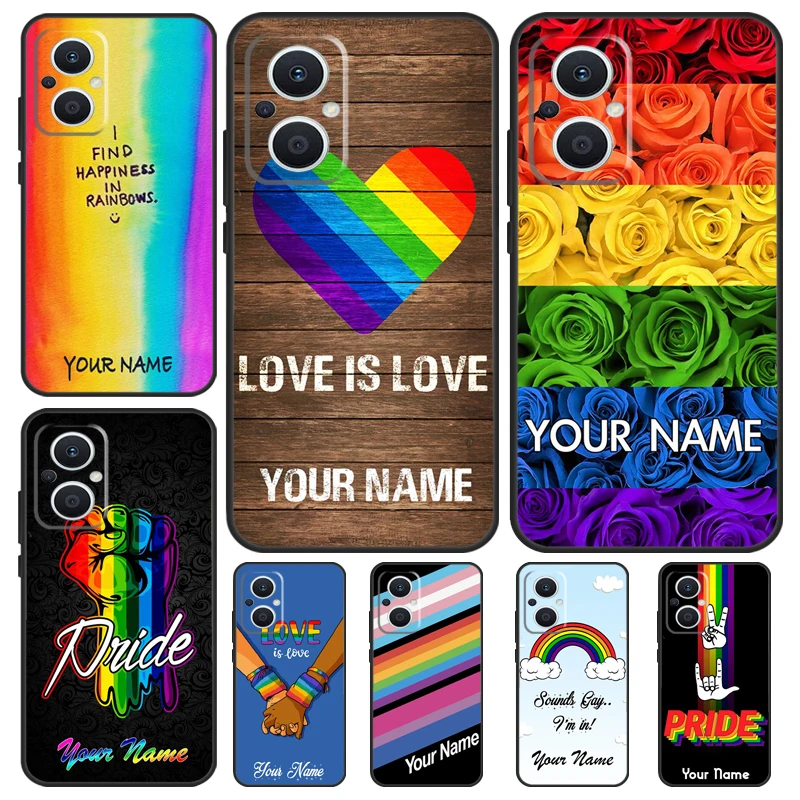 Custodia Con Nome Personalizzato Lgbt Pride Per Oppo Reno 7 8 10 Pro 8T 2Z 4Z 5Z 6 Lite Oppo Find X6 Pro X2 X5 Lite X3 Neo Cover