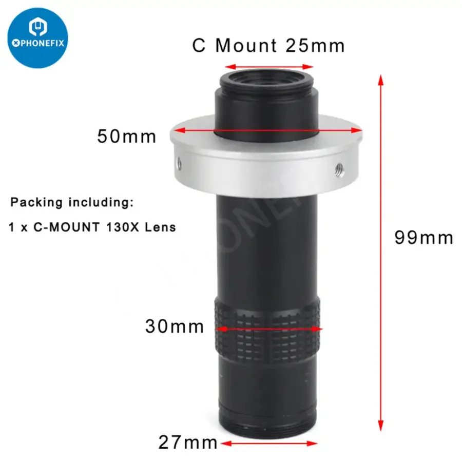 48MP 4K 1080P HDMI USB Output HD Industrial Digital Microscope Camera + 130X Zoom Lens Cantilever Stand for Soldering Repair 4