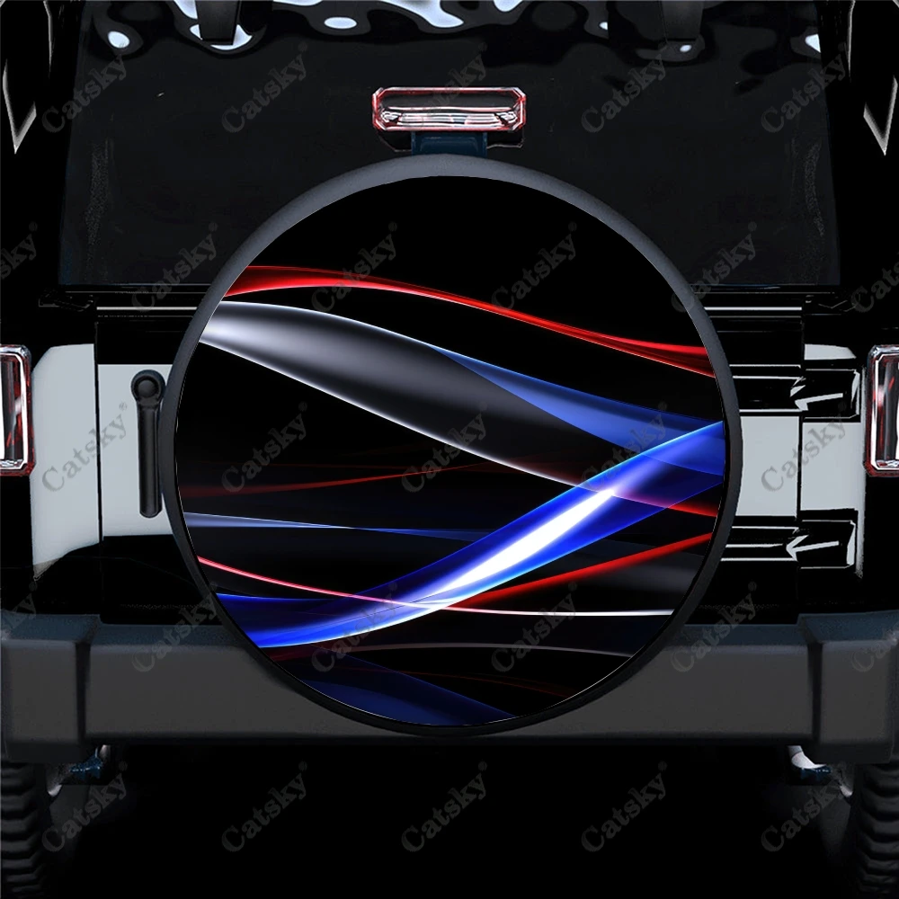 

Red and Blue Art Polyester Universal Spare Wheel Tire Cover Custom Tire-Covers for Trailer RV SUV Truck Camper