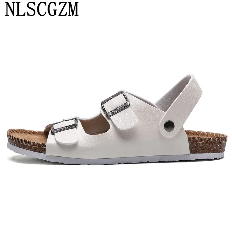 Sandali in pelle da uomo con doppio cinturino monaco scarpe Casual bianche per uomo 2024 sandali estivi da uomo sandali neri uomo muslimmuslimah