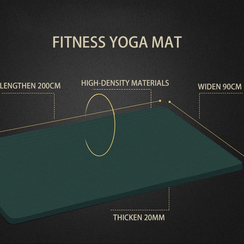 Yoga Mat 200CM x 90CM Exercise Yoga Mat High Density Anti-Tear Fitness & Exercise Gym Mat With Carrying Strap and Bag