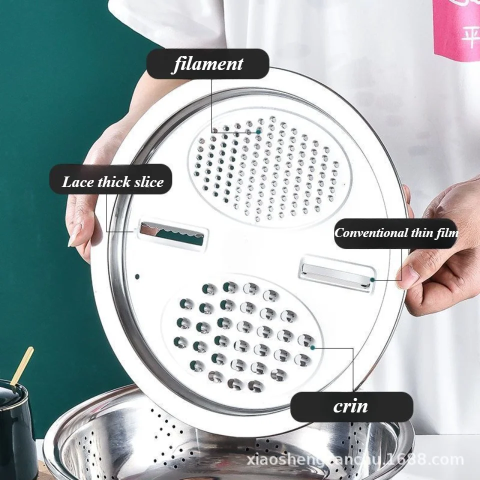 Stainless steel grater set Thickened Stainless Steel Grater Set Multi-Functional Basin Multi-Rice Sieve Drain Cutting Machine Non-Magnetic