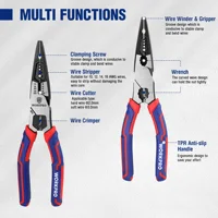 WORKPRO pince à nez aiguille outils de quincaillerie coupe-fil universel électricien pince diagonale universelle multifonctionnelle 5
