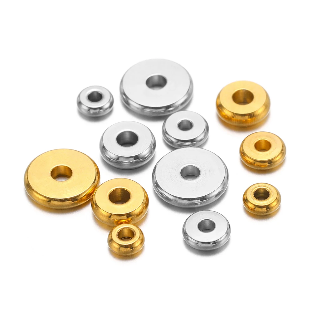 20–50 Stück Edelstahl rund 4 mm 5 mm 6 mm 8 mm flache Distanzperlen lose Perlen für DIY Schmuckherstellung Armband Halsketten Zubehör – Detail 3