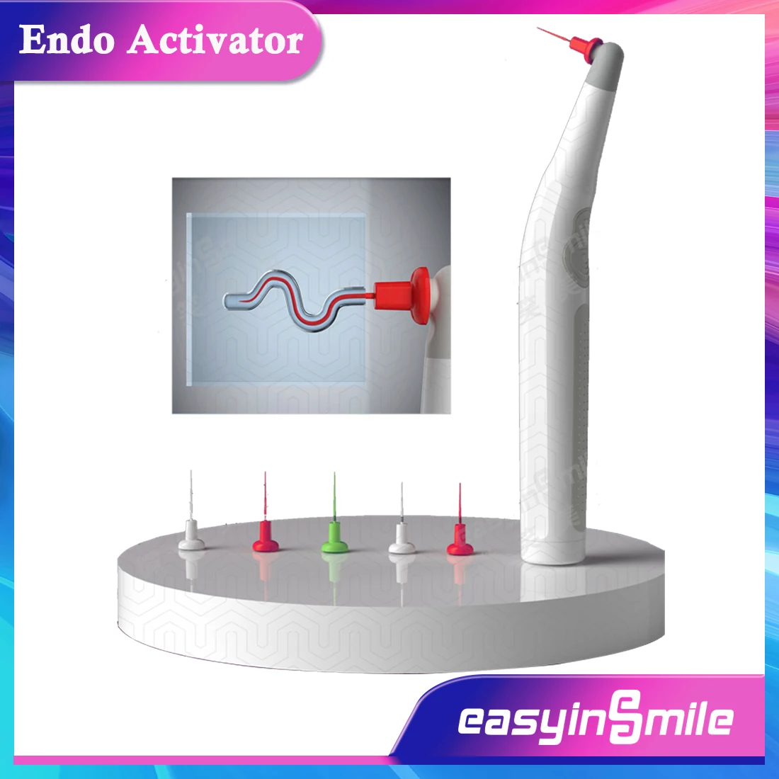 

EASYINSMILE Dental Sonic Endodontic Irrigator MINI Endo Activator For Kids Root Canal Ultra Cleaning+45Pcs Tips Never Break
