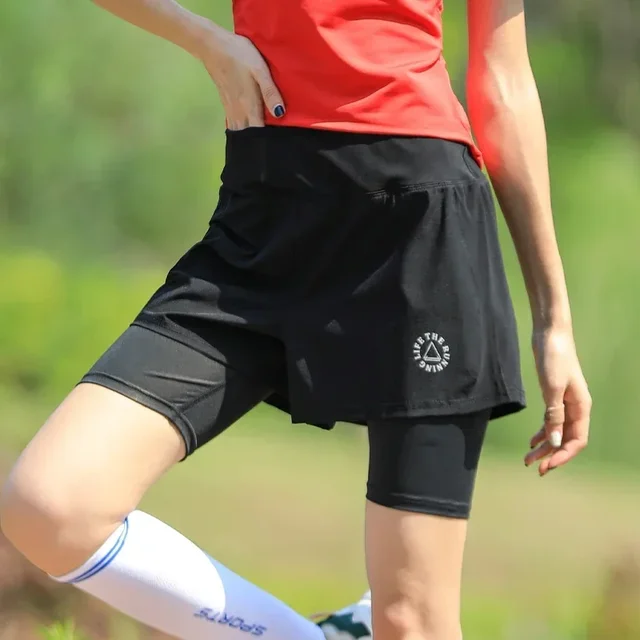 High Waist Women's Shorts Workout Sport Woman Fitness Yoga Clothes 2 in 1 Short Femme Court Womens Clothing Tights Gym Womans