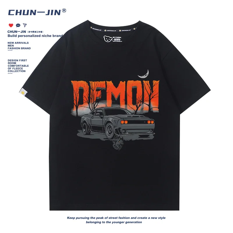 New Dodge SRT American big V8 muscle car Hellcat DEMON Charger Challenger pure cotton short sleeve summer T-shirt