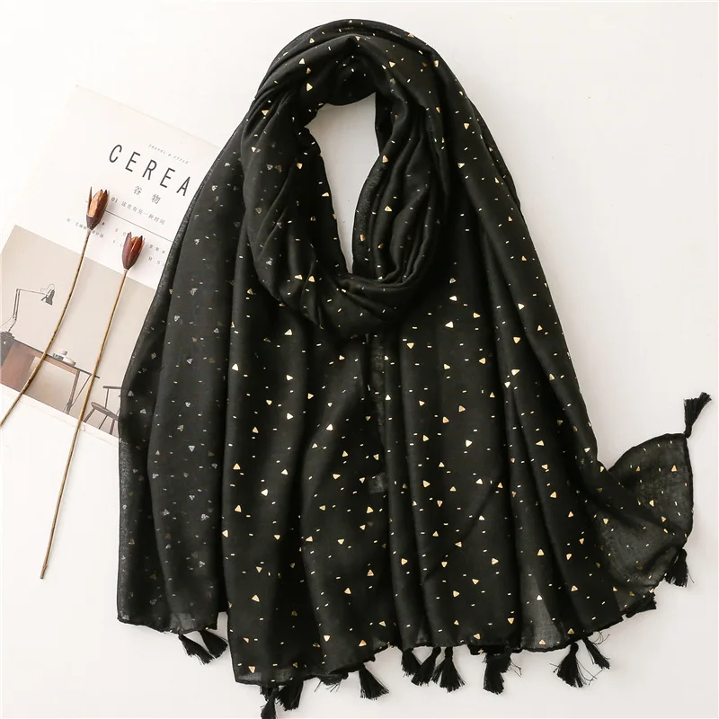 2022 Women Plain Lurex Gold Triangle Viscose Scarf Shawl Lady High Quality Shimmer Wrap Pashmina Stole Bufandas Muslim Hijab Cap 2022 spain fashion contrast color floral tassel viscose shawl scarf lady high quality wrap pashmina stole bufandas muslim hijab