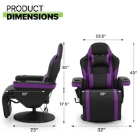 Massage Gaming Chair, Ergonomic with Dual Speaker Lumbar Support, Footrest, Headrest and Built-in Cupholders, Video Game Chairs 2