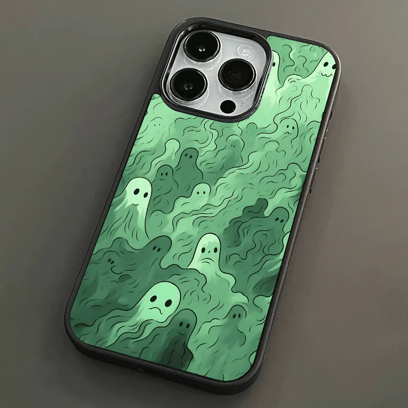 Green Ghost Black Edge Korean INS Style Cute Phone Case