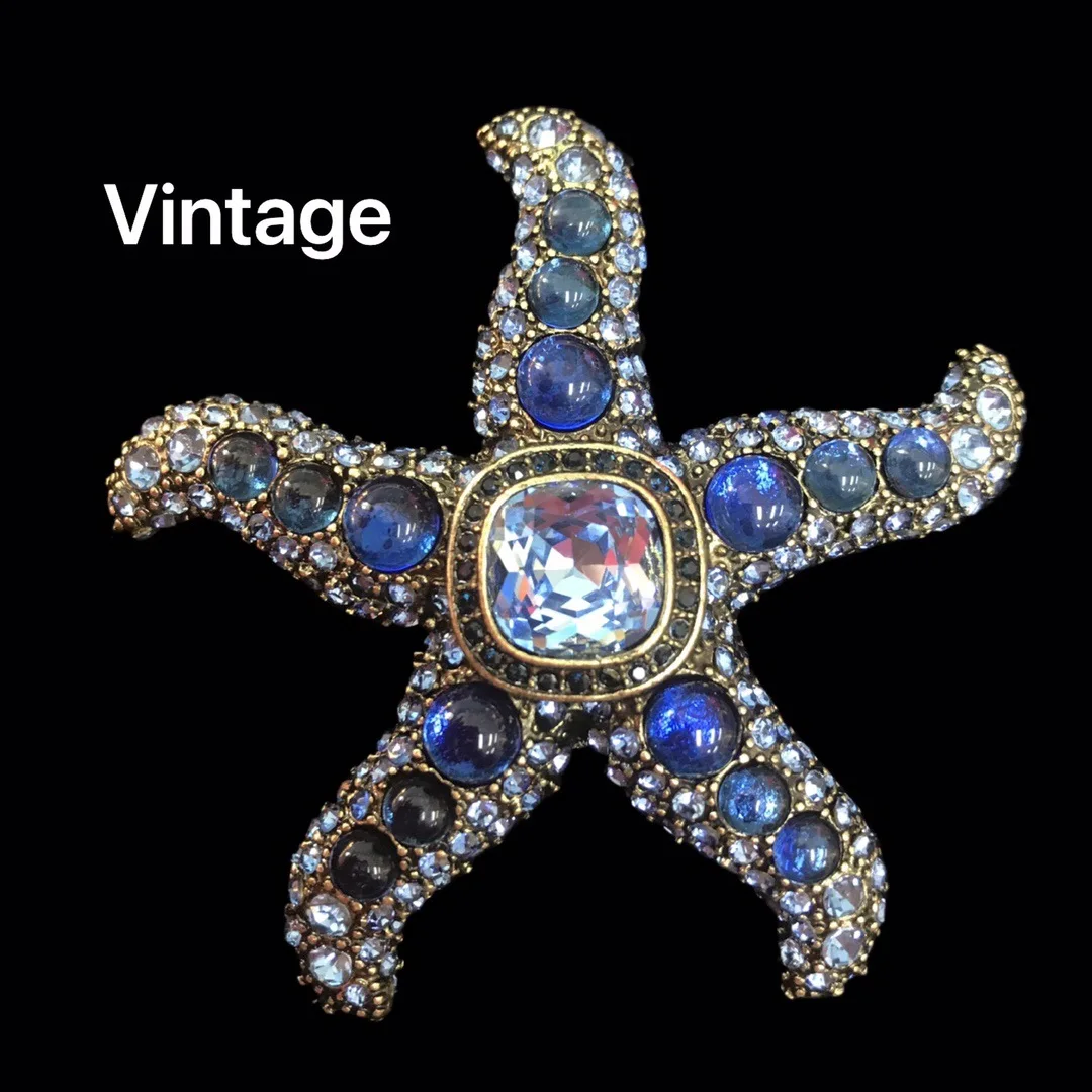 SKEDS Retro Voller Kristall Schwere Industrie Seastar Brosche Pin Für Frauen Männer Mode Klassische Vintage Strass Design Abzeichen – Detail 2
