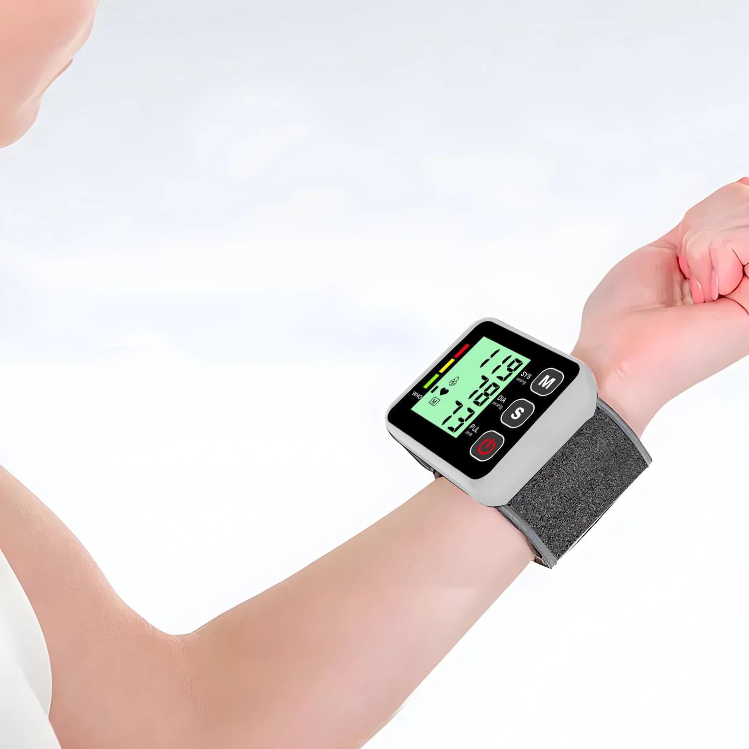 Blood Pressure Monitor Portable Wrist lcd Automatic Digital Sphygmomanometer Heart Rate Pulse Tonometer