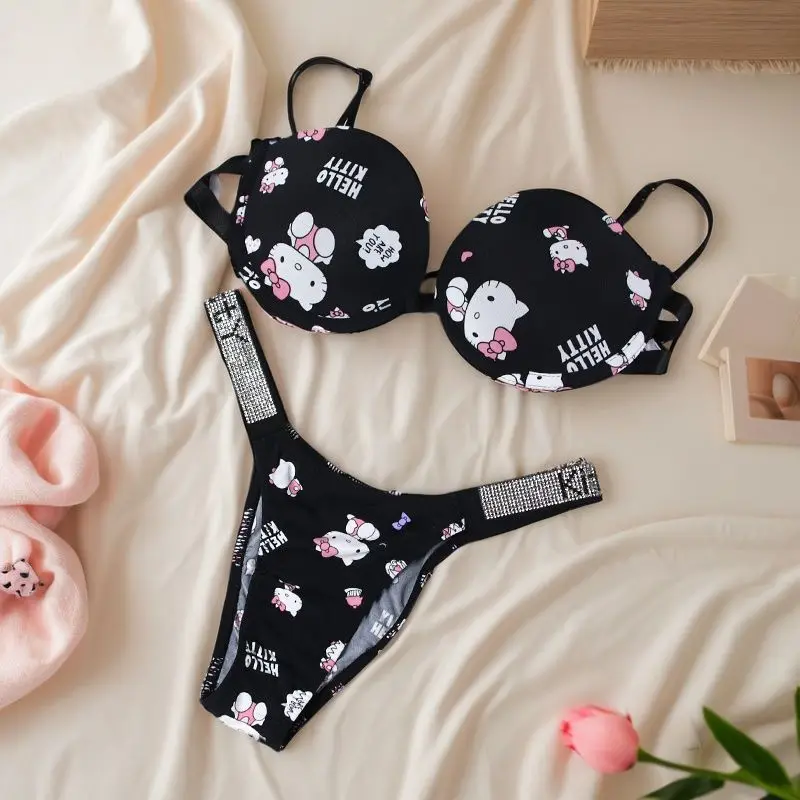 Conjunto de bragas y sujetador Kawaii Sanrio Hello Kitty para