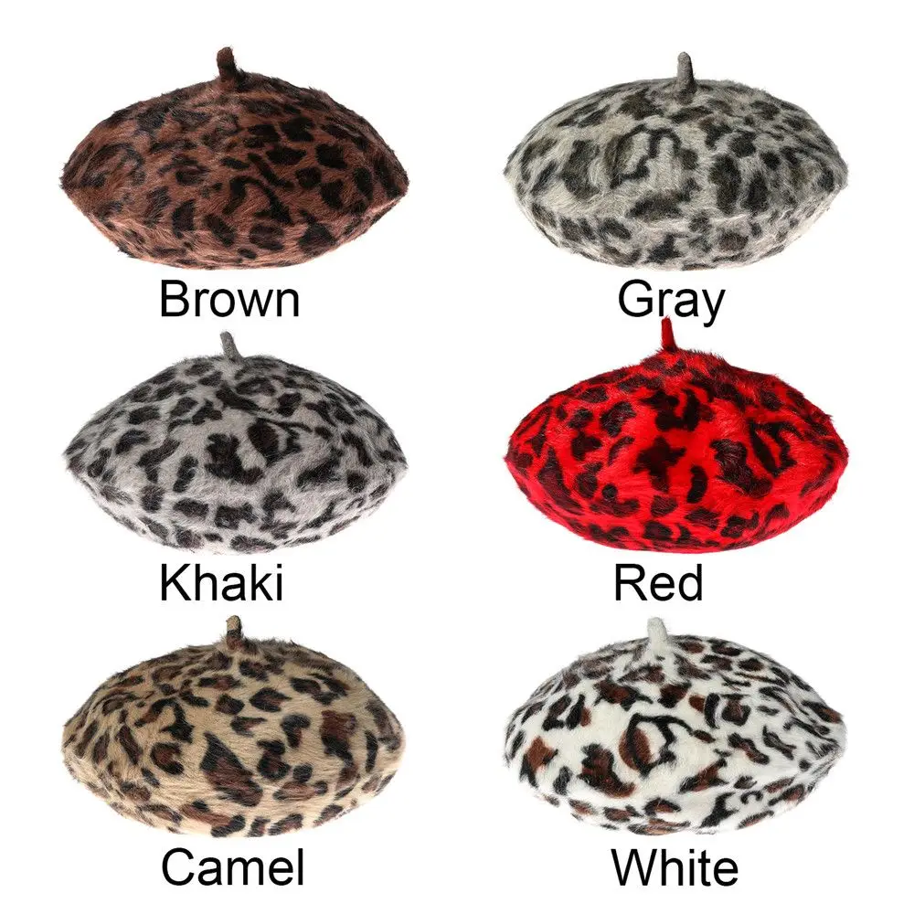 Fashion Soft French Style Winter Warm French Hat Beret Berets for Women Leopard Print Hat