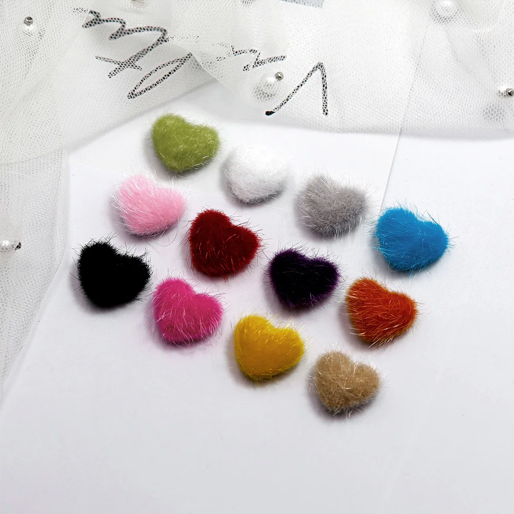 

2pcs Heart Fluffy Plush Ball Nail Art Charm 3D Detachable Magnetic Pompoms Ball for Nail Jewelry DIY Winter Nail Decor Parts