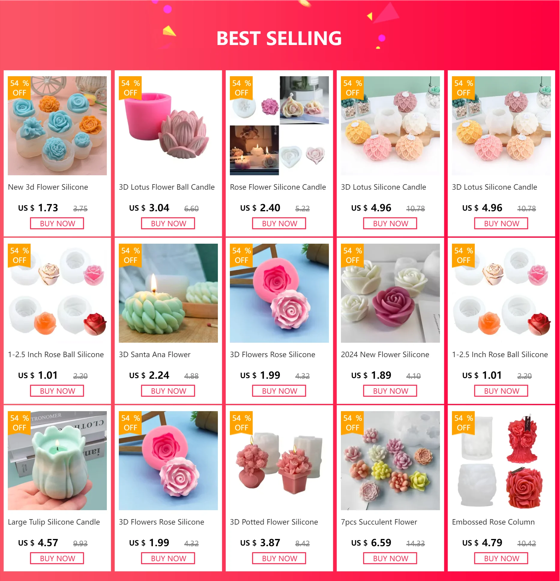 Description Picture 2 of item3D Peony Silicone Candle Mold DIY Handmade Flower Candle Soap Plaster Resin Making Wedding Decoration Valentine's Day Gift