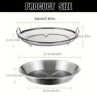 Égouttoir à friture en acier inoxydable robuste avec plateau, panier en maille métallique pliable pour égoutter l'huile, compatible lave-vaisselle 4