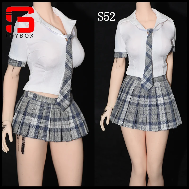 

Customized 1/6 Scale Female School Uniform Pleated Skirt Shirt Clothes Model Fit 12'' TBL Soldier Big Bust Action Figure Body