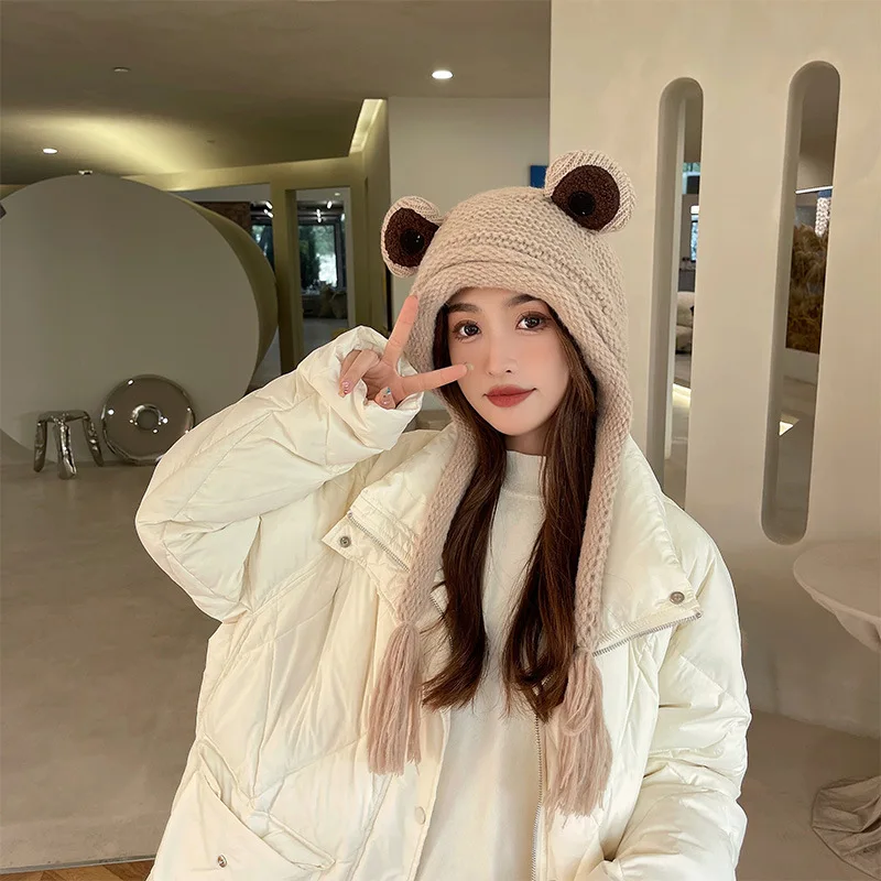 Acheter Chapeau De Grenouille Mignon Tricoté En Laine, Automne Et