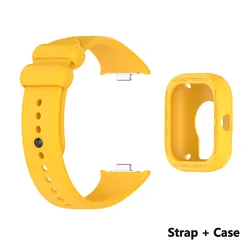 Soft Silicone Sports Watch Band and Protective Case for Redmi Watch 5 (Yellow)
