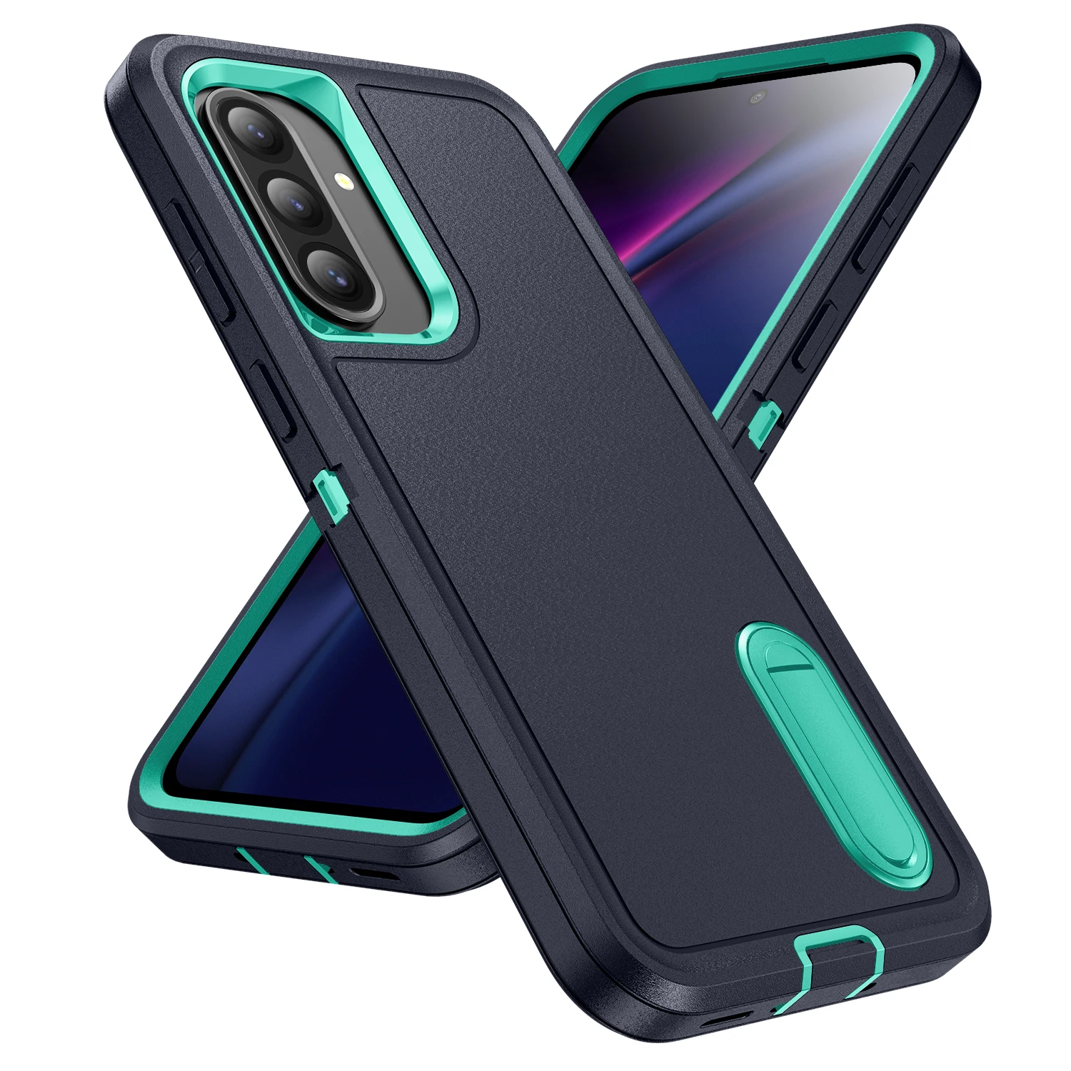 Triple Protection Heavy Armor Shockproof Phone Case with Hard Plastic Frame and Soft TPU Back Cover