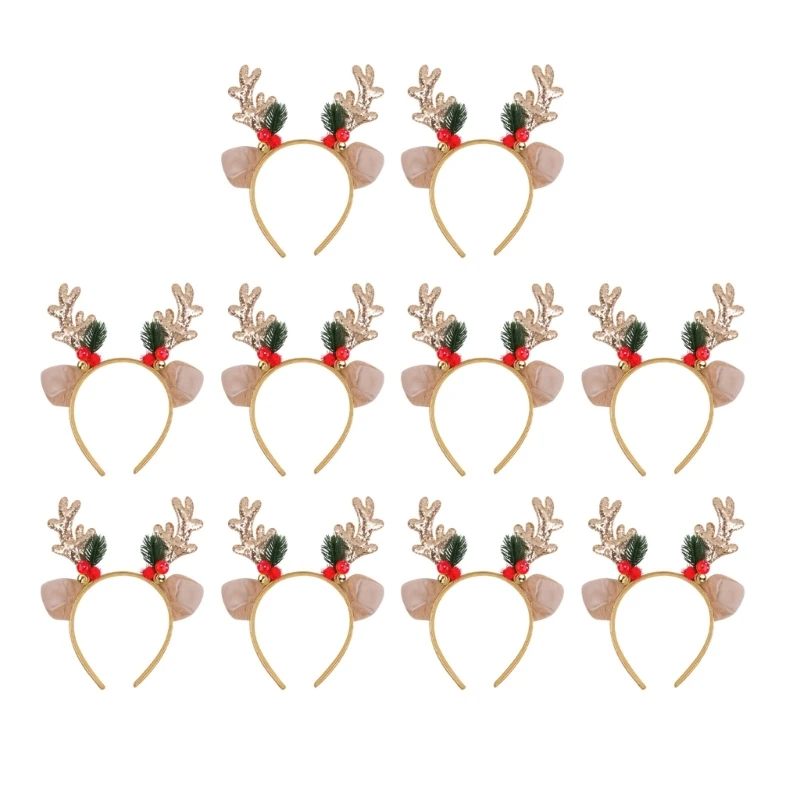 91AD Festival Reindeer Antlers Hair Hoop Headbands for Christmas and Costume Event