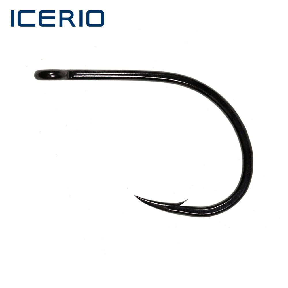 

ICERIO 100PCS Black-nickel Barbed Straight Eye Wide Gap Forged Short-shank Big-game Fly Trailer Streamer Tube Fly Tying Hooks