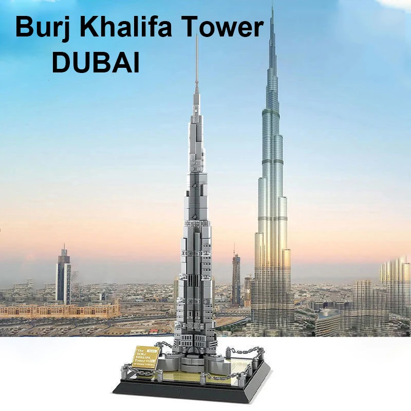 

555PCS The Burj Khalifa Tower Of Dubai Building Blocks World Famous Architecture Bricks City Street View Toys Gifts For Children