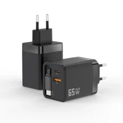 Ultra - Compact 65W GaN Charger with Retractable Cable - USB Type - C (EU Plug )
