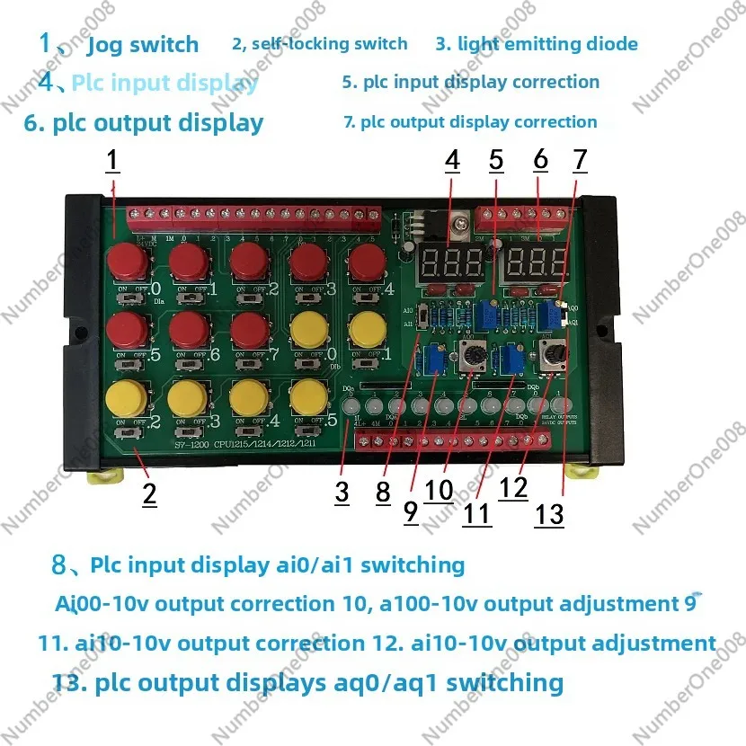 S7-1200 CPU 1211C/1212C/1214C/1215C용 SIM 1274 PLC IO 시뮬레이터, 8개 디지털 입력 스위치, 6개 LED 출력, 24V DC