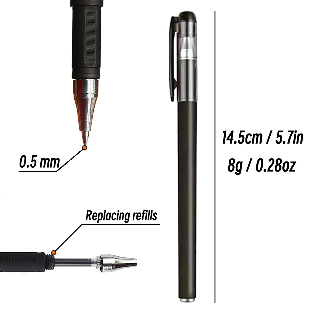 Frosted Black Ink Gel Pens - Aesthetic Stationery & Writing Supplies