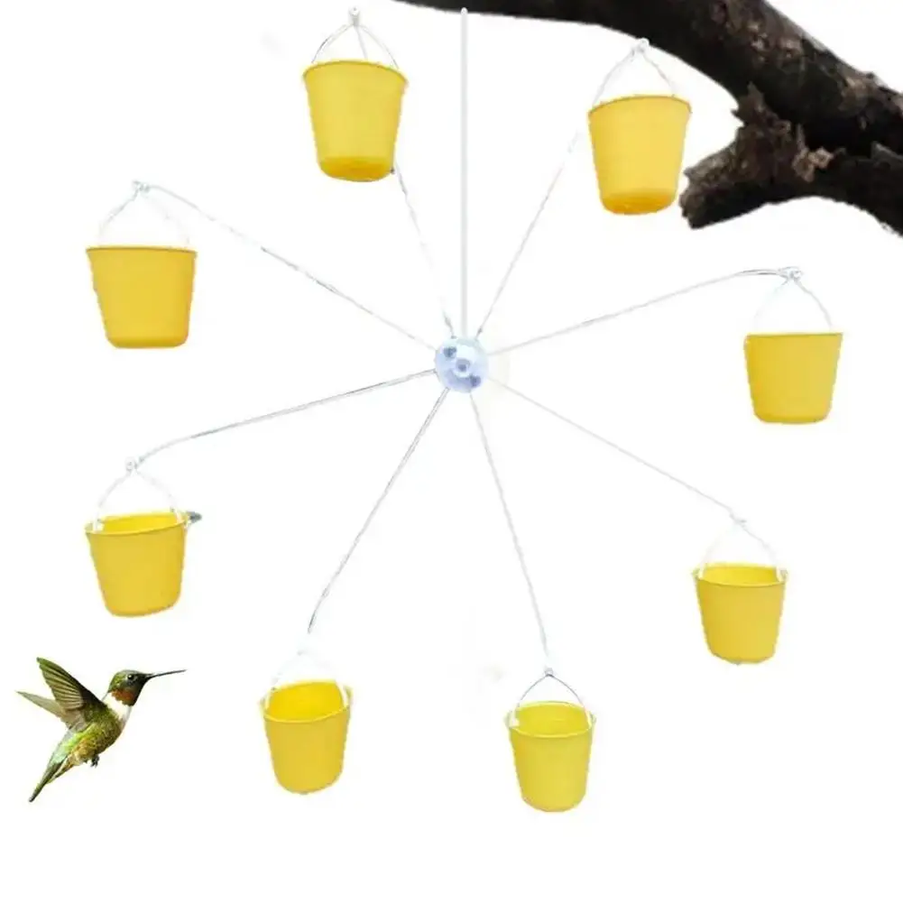 

Уличная кормушка с колесиком обозрения, кормушки для Колибри, декоративные кормушки с 8 Кормушками для еды, подвесная стойка, колесо для птиц L1E7