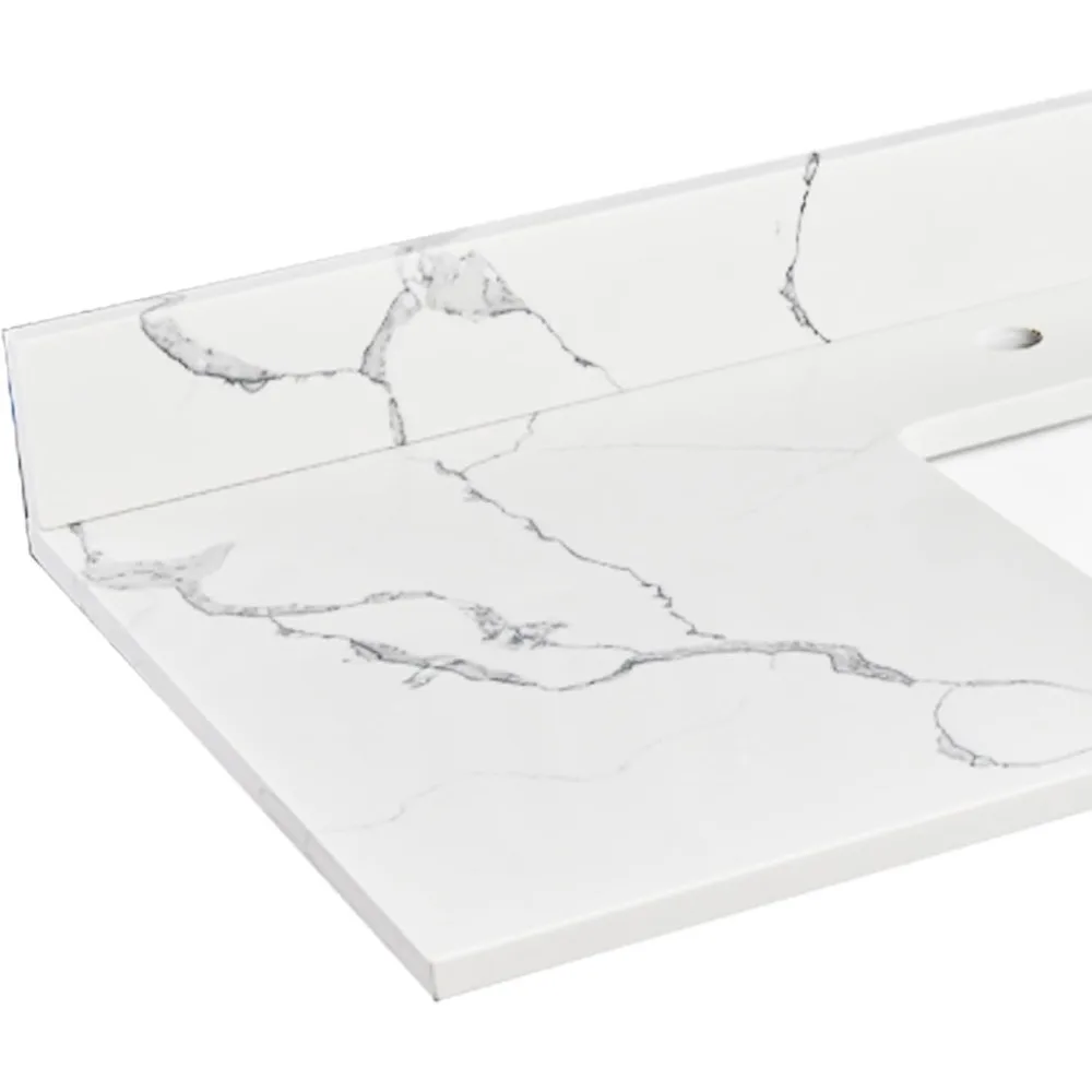 Bathroom Vanity Top with Undermount Rectangular Middle Sink and 4" Height Backsplash, Pre-Drilled 8 Inch Faucet Hole 4